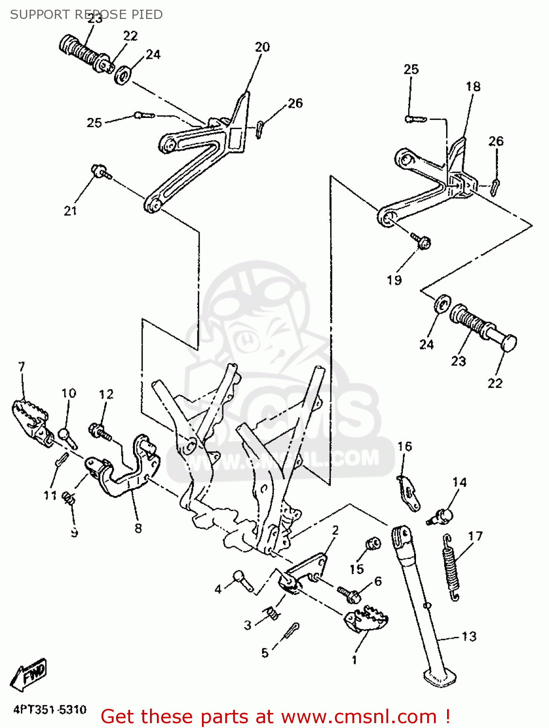 Yamaha XT600E 1998 4PT7 FRANCE 284PT-351F1 SUPPORT REPOSE PIED - buy ...