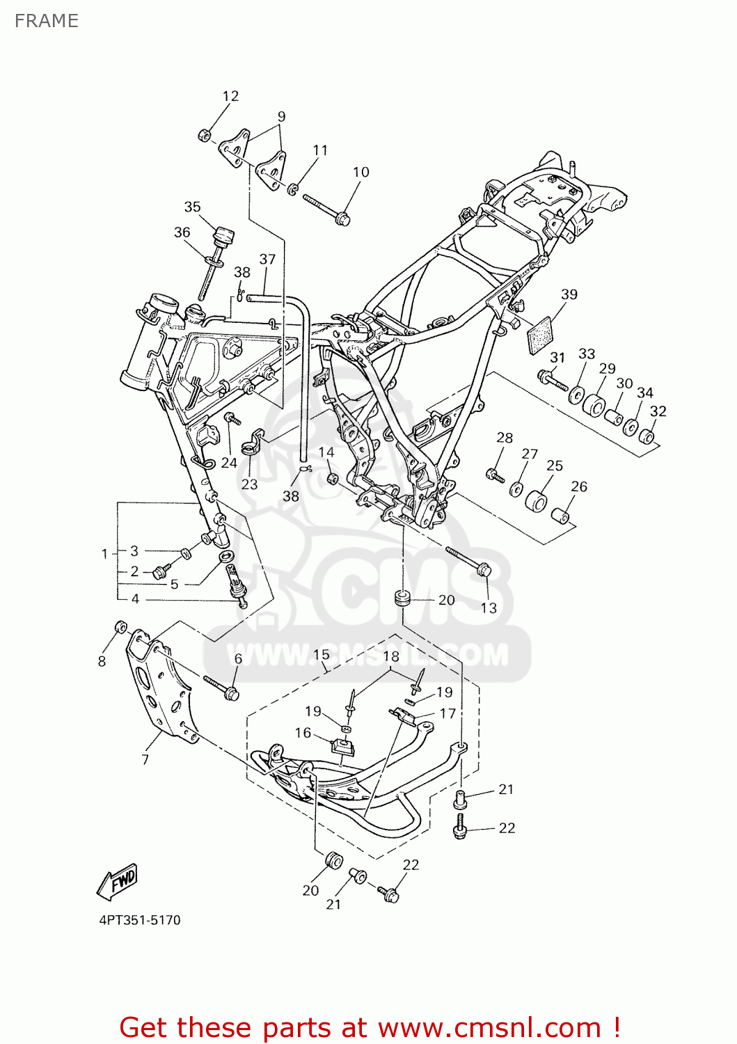 Yamaha XT600E 2002 4PTB SPAIN 1A4PT-352S1 FRAME - buy original FRAME ...