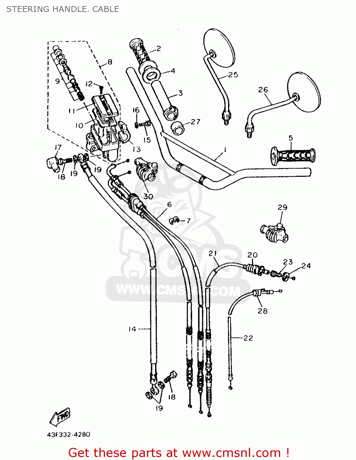 Yamaha Xt600h (32.4kw) 1986 43f Germany 2643f-332g1 Steering Handle 