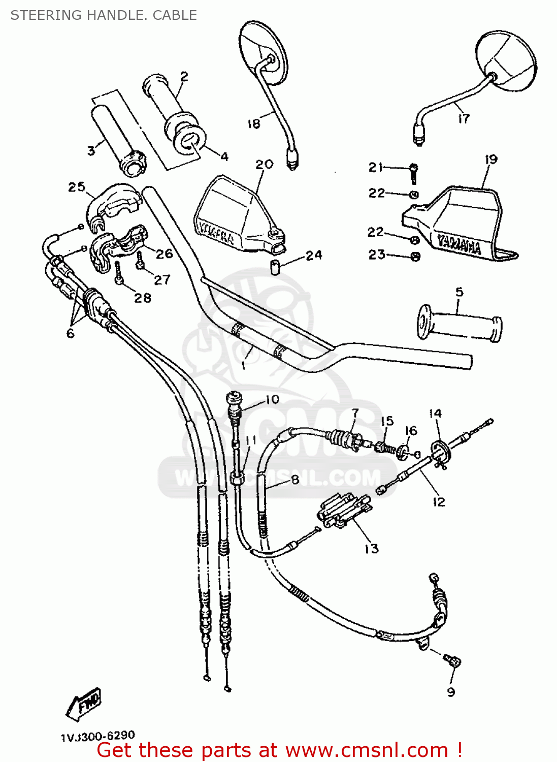 Yamaha XT600Z 1986 1VJ EUROPE 261VJ-300E1 STEERING HANDLE. CABLE - buy ...