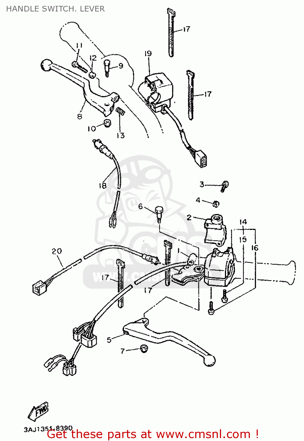 Yamaha XT600Z 1990 3AJ6 EUROPE 203AJ-300E1 HANDLE SWITCH. LEVER - buy ...