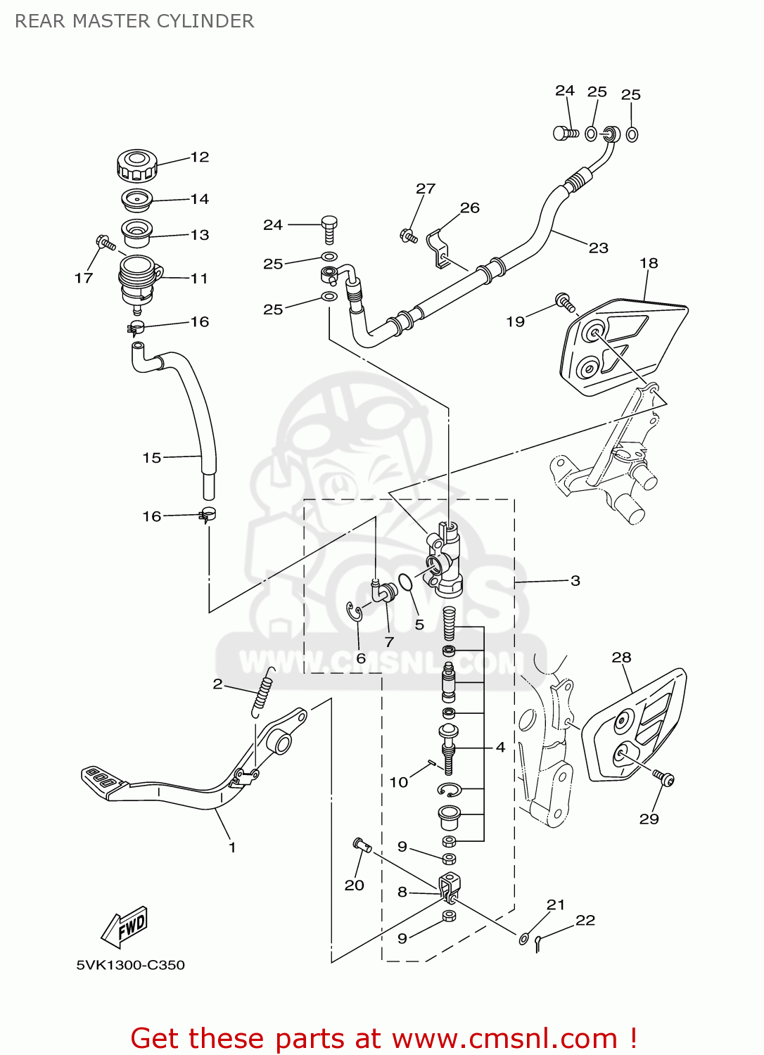 Yamaha XT660R 2004 5VK1 NORWAY 1C5VK-300E3 REAR MASTER CYLINDER - buy ...