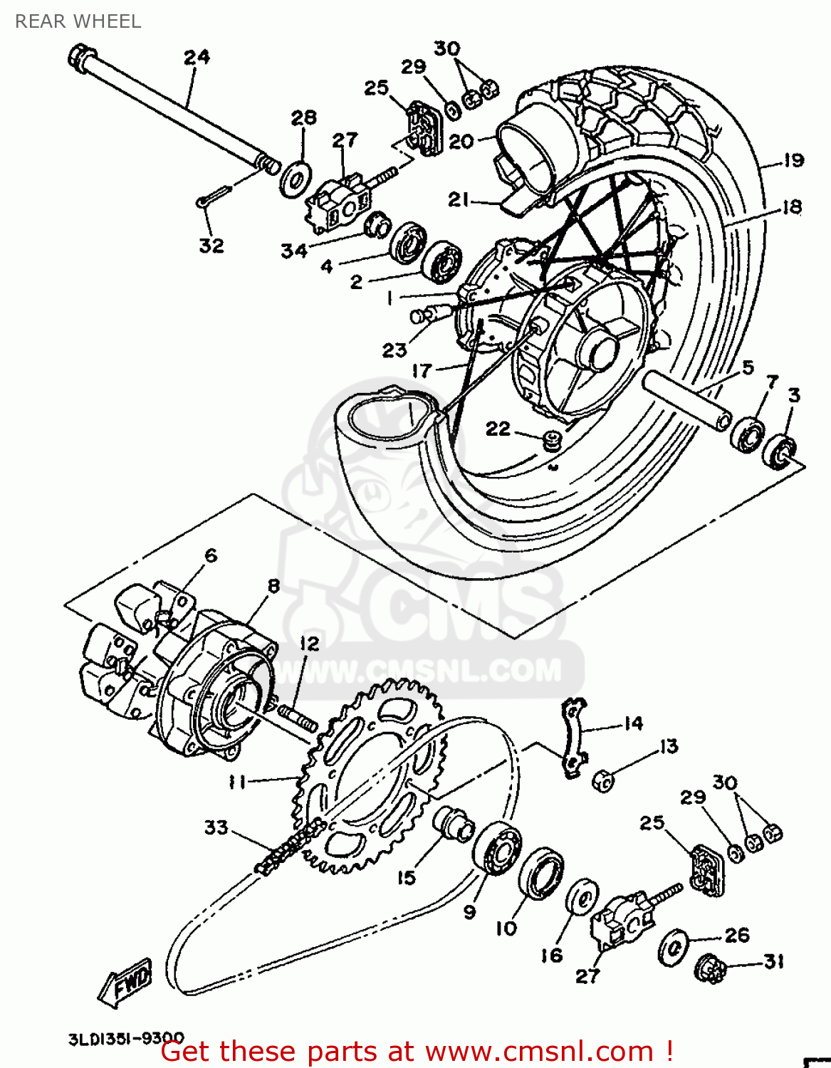 Yamaha XTZ750 1989 3LD1 EUROPE 293LD-300E2 REAR WHEEL - buy original ...