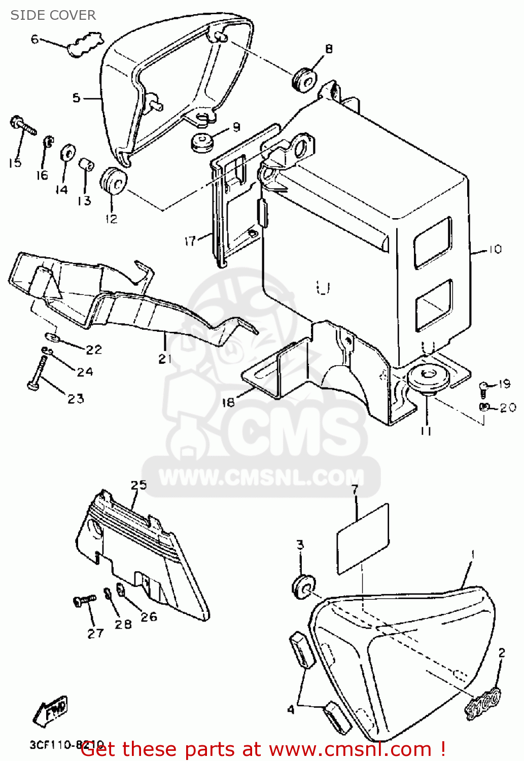 Yamaha XV1100 VIRAGO 1988 (J) USA SIDE COVER buy original SIDE COVER