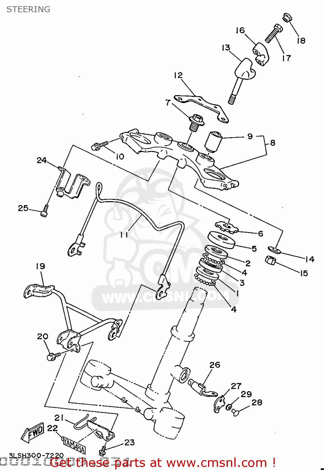 Yamaha XV125 1999 5AJA SWITZERLAND 295AJ-300E1 STEERING - buy original ...