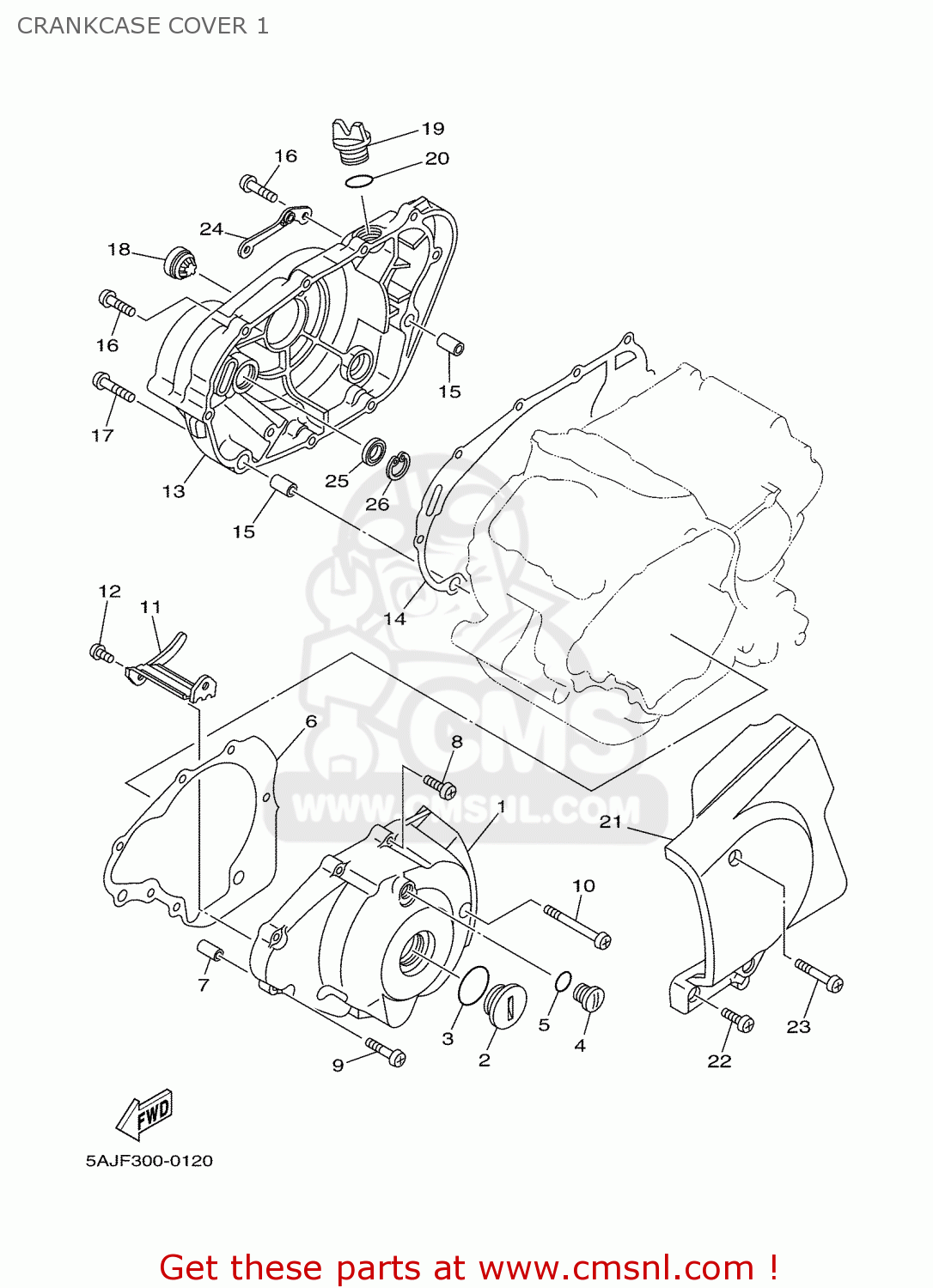 Yamaha XV125S 2000 5AJF ENGLAND 105AJ-300E1 CRANKCASE COVER 1 - buy ...