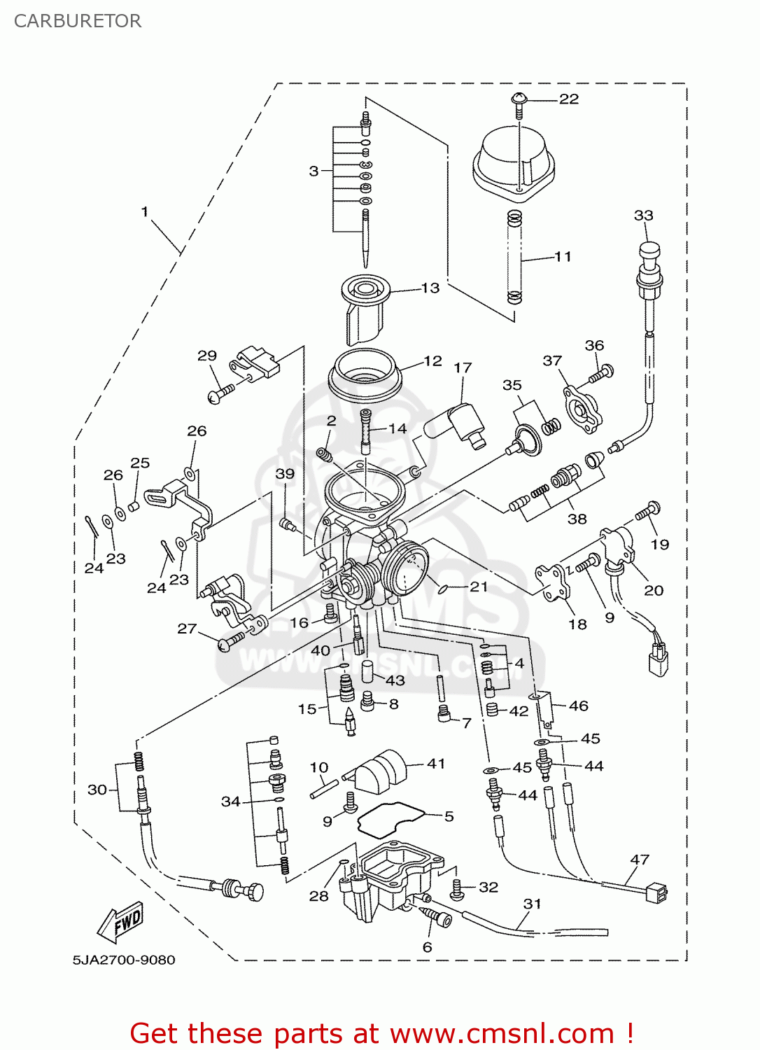 Yamaha XV1600A 2000 5JA5 SWEDEN 105JA-300E1 CARBURETOR - buy original ...