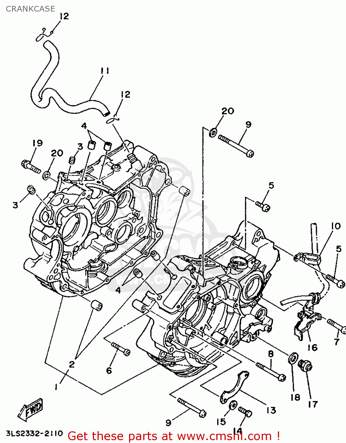 Yamaha XV250 (15.5KW) 1992 3LS2 GERMANY 223LS-332G1 CRANKCASE - buy ...