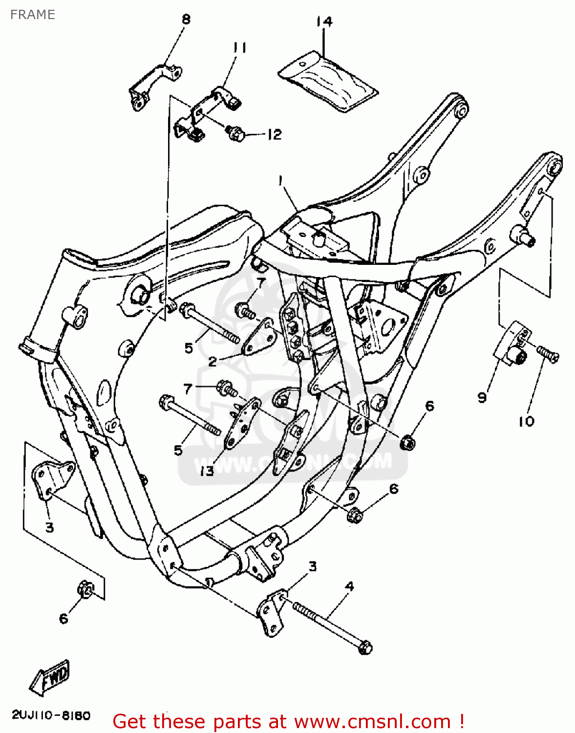 Yamaha XV250 1989 (K) USA FRAME - buy original FRAME spares online