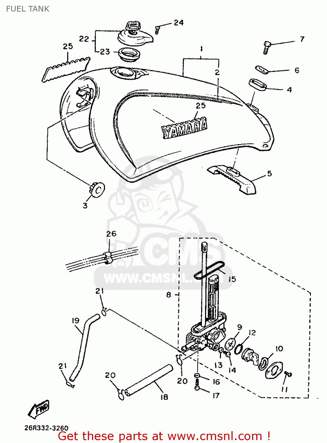Yamaha XV500 1987 26R GERMANY 2326R332G1 FUEL TANK buy original FUEL