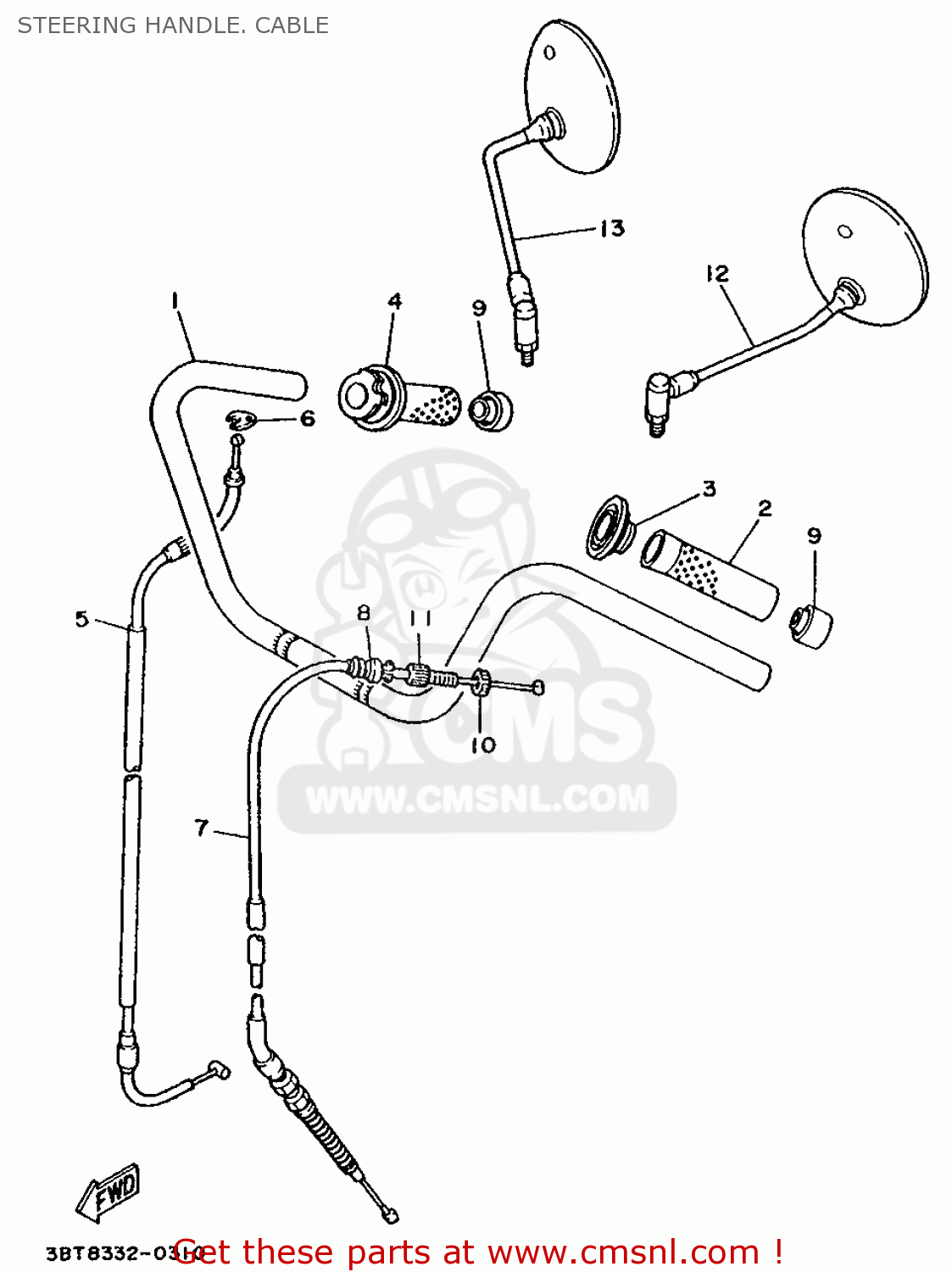 Yamaha XV535 1992 3BM6 SWITZERLAND 223BM-361E1 STEERING HANDLE. CABLE ...