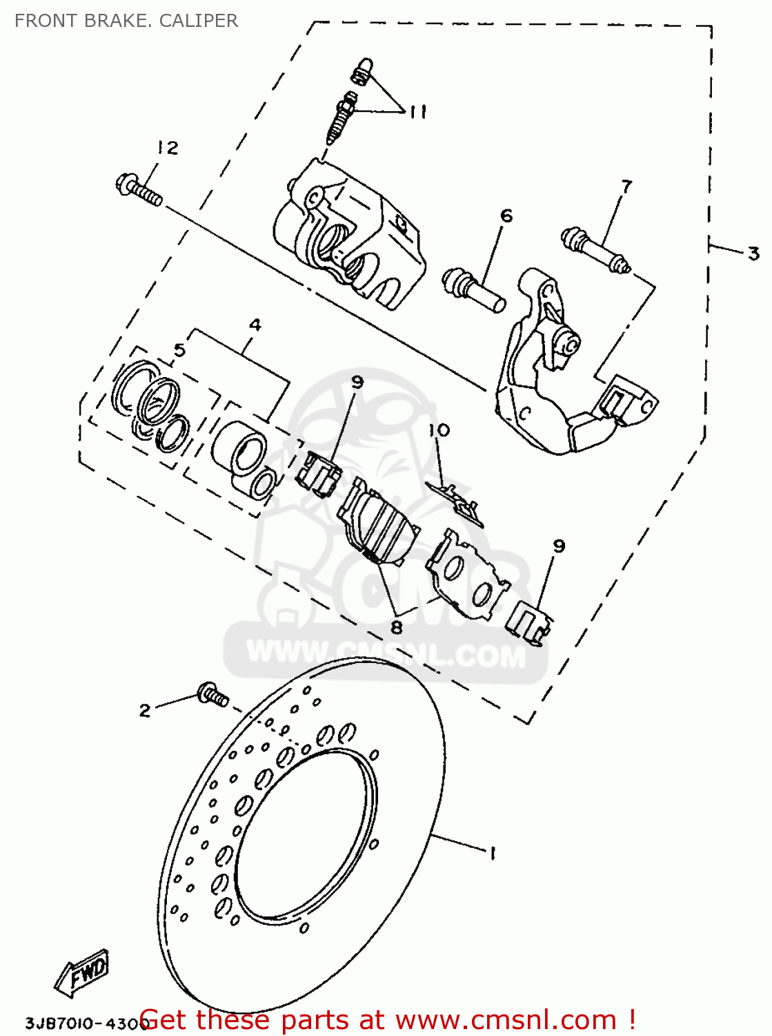 Yamaha XV535 (FLAT) 1996 4KUK EUROPE 264KU300E2 FRONT BRAKE. CALIPER