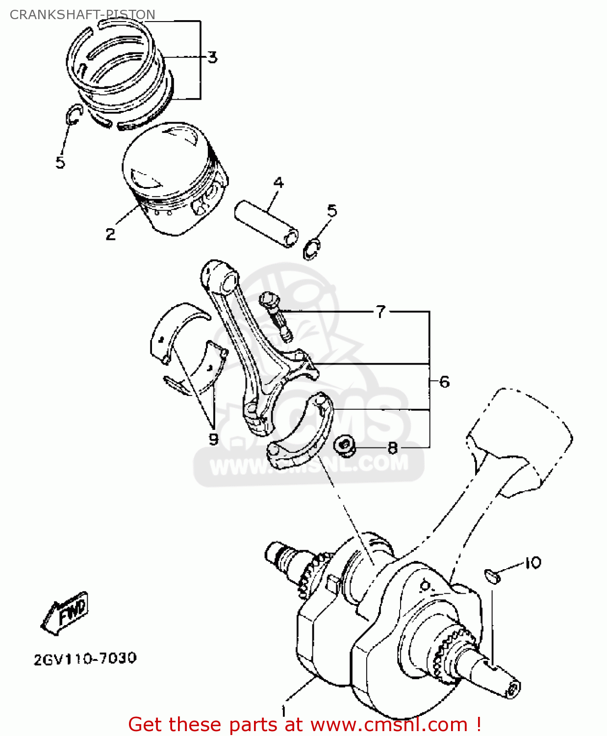 Yamaha Xv535 Virago 1990 (l) Usa Crankshaftpiston schematic partsfiche