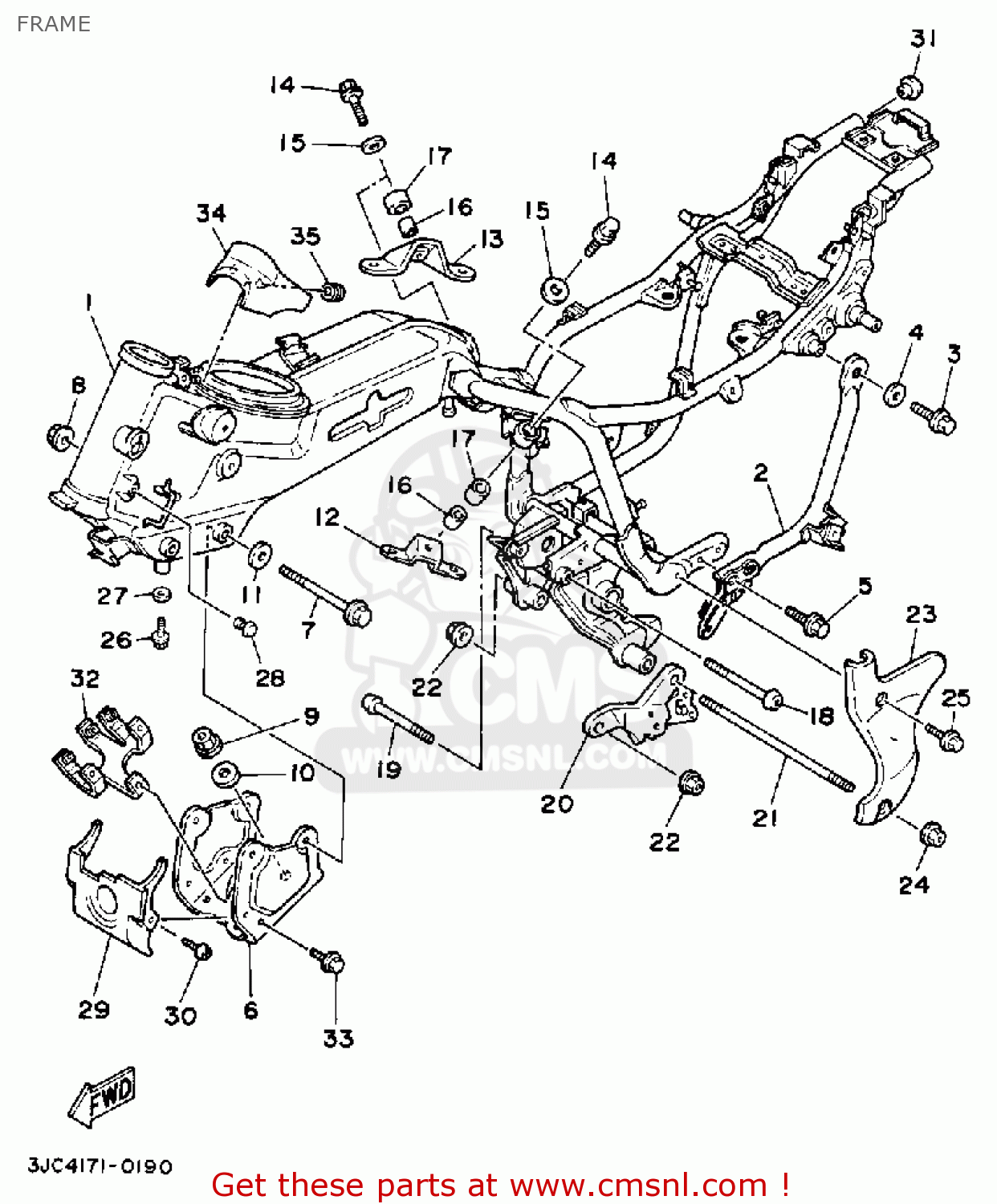 Yamaha XV535 VIRAGO 1990 (L) USA FRAME - buy original FRAME spares online