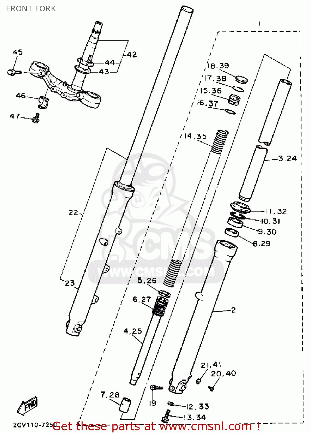 Yamaha XV535 VIRAGO 1990 (L) USA FRONT FORK buy original FRONT FORK
