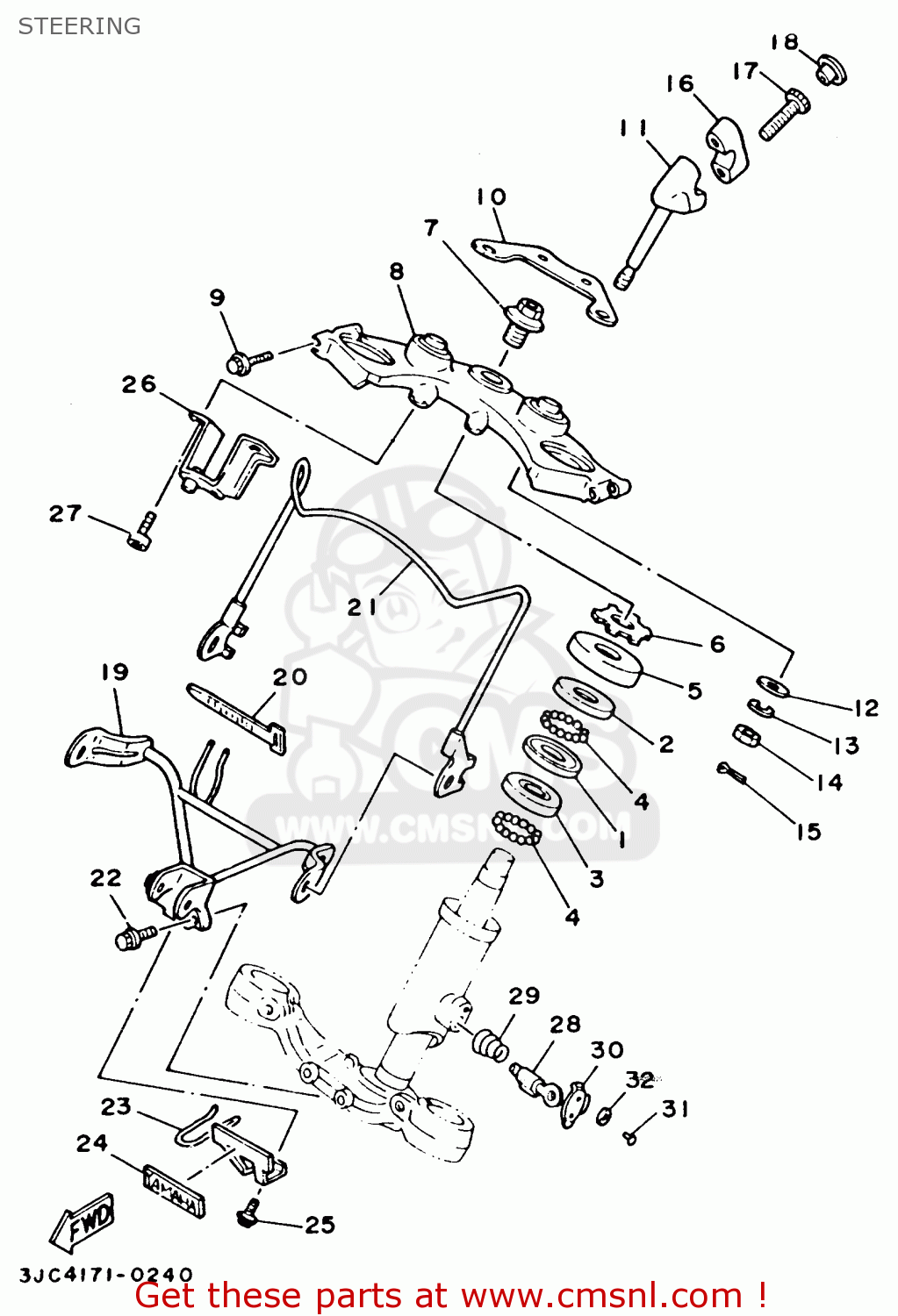 Yamaha XV535 VIRAGO 1993 (P) USA STEERING buy original STEERING