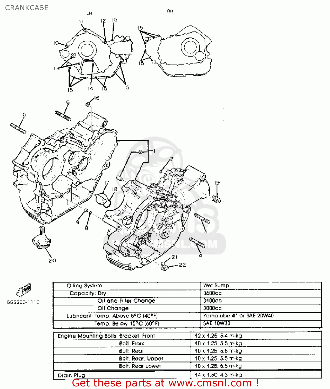 Yamaha XV750 VIRAGO 1982 (C) USA CRANKCASE - buy original CRANKCASE ...