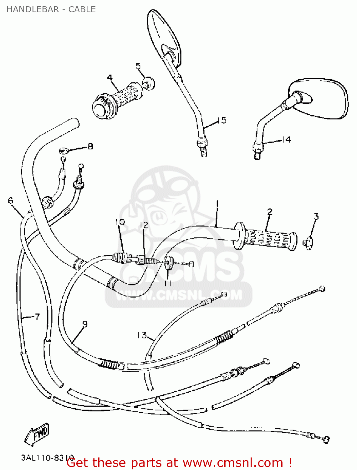 Yamaha XV750 VIRAGO 1988 (J) USA HANDLEBAR - CABLE - buy original ...