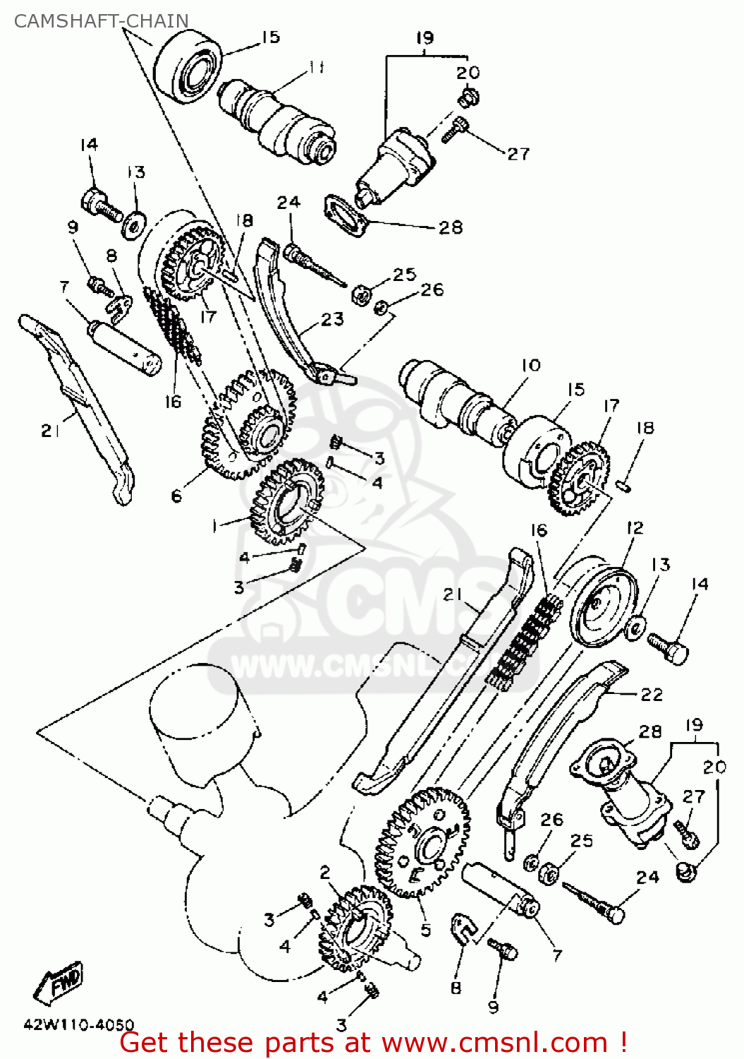 Yamaha XV750 VIRAGO 1989 (K) USA CAMSHAFT-CHAIN - buy original CAMSHAFT ...