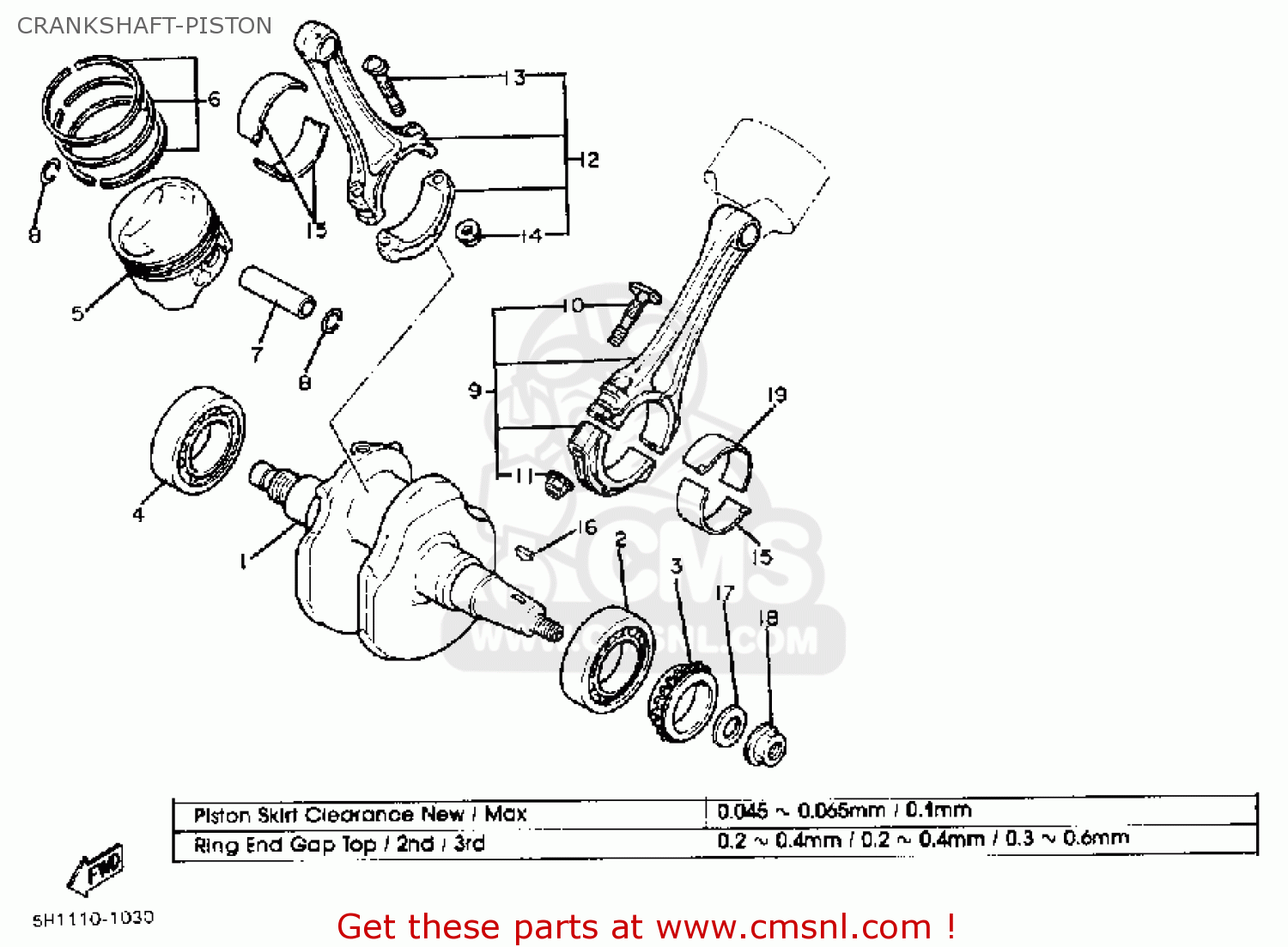 Yamaha XV920 VIRAGO 1982 (C) USA CRANKSHAFT-PISTON - buy original ...