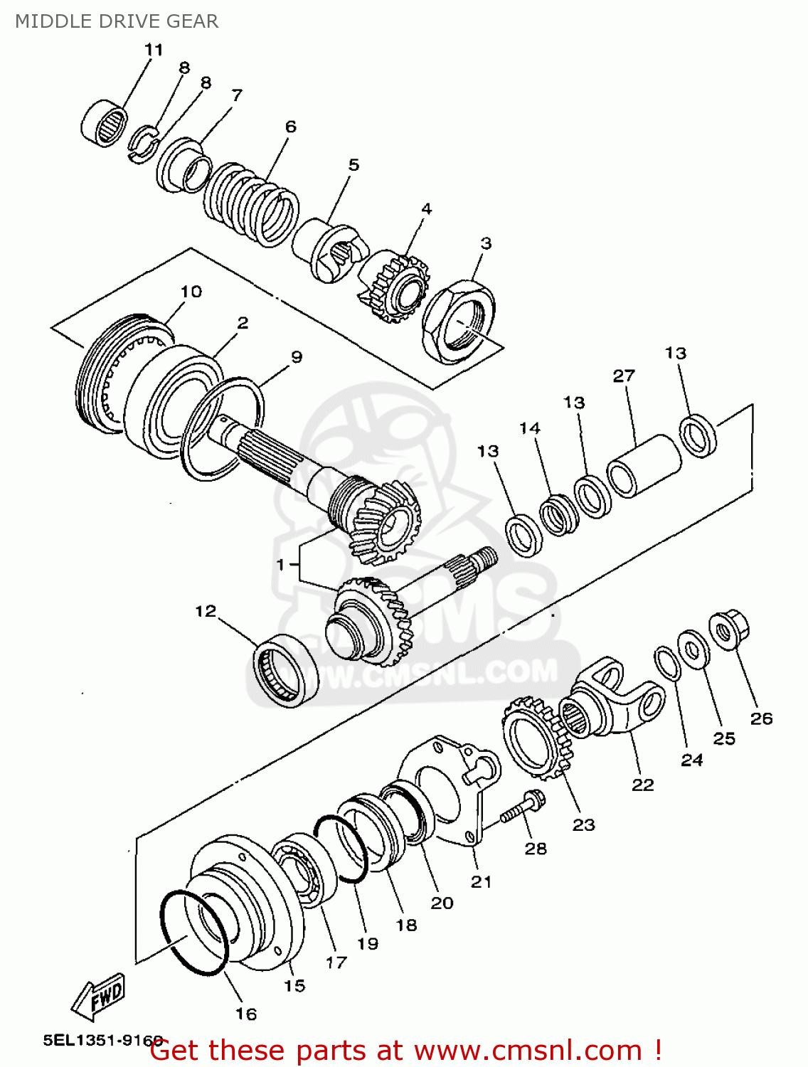 Yamaha Xvs1100 1999 5el1 England 295el-300e1 Middle Drive Gear - Buy 