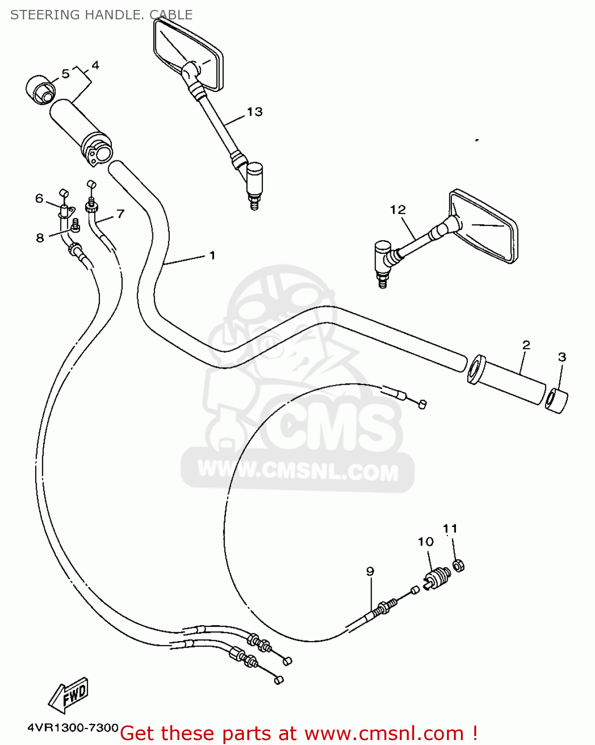 Yamaha XVS650 1997 4VR1 DENMARK 274VR-300E4 STEERING HANDLE. CABLE ...