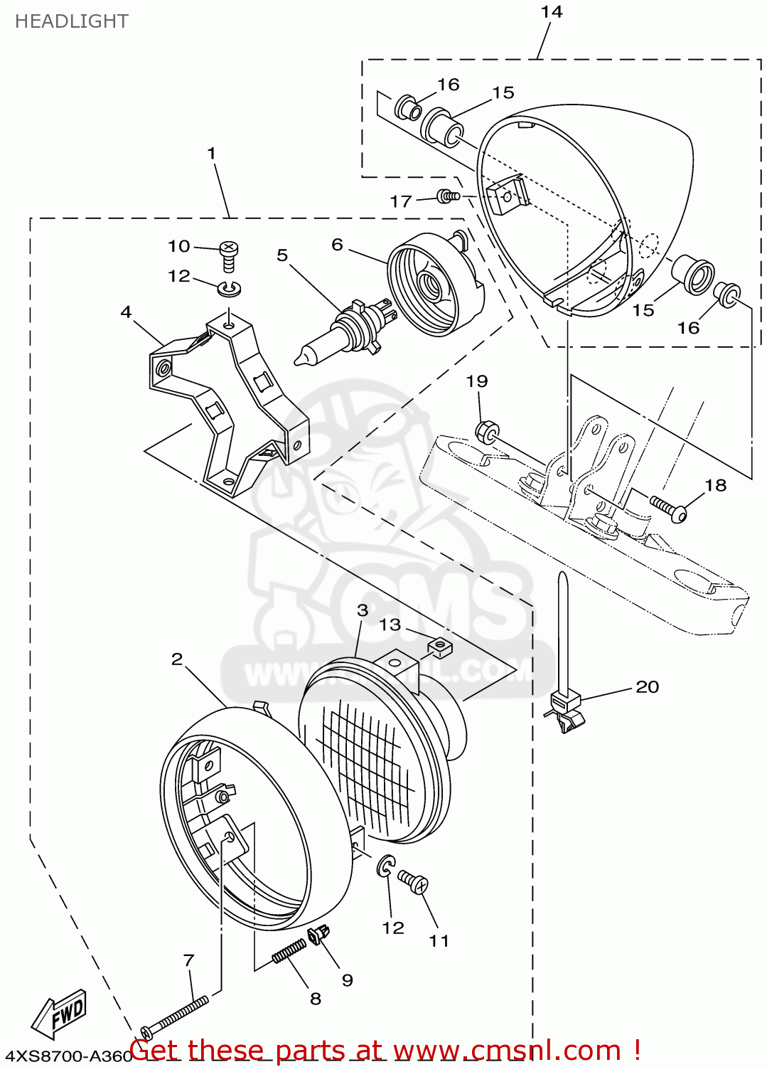 xvs650 headlight