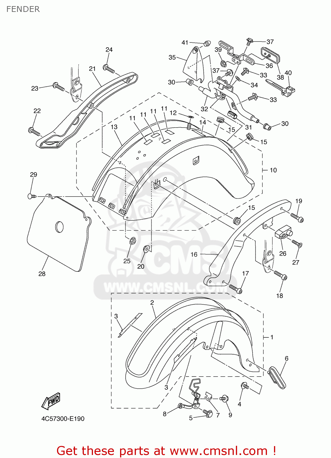 Yamaha Xvs650a 2006 4c57 Europe 1e4c5-332g1 Fender - Buy Original 