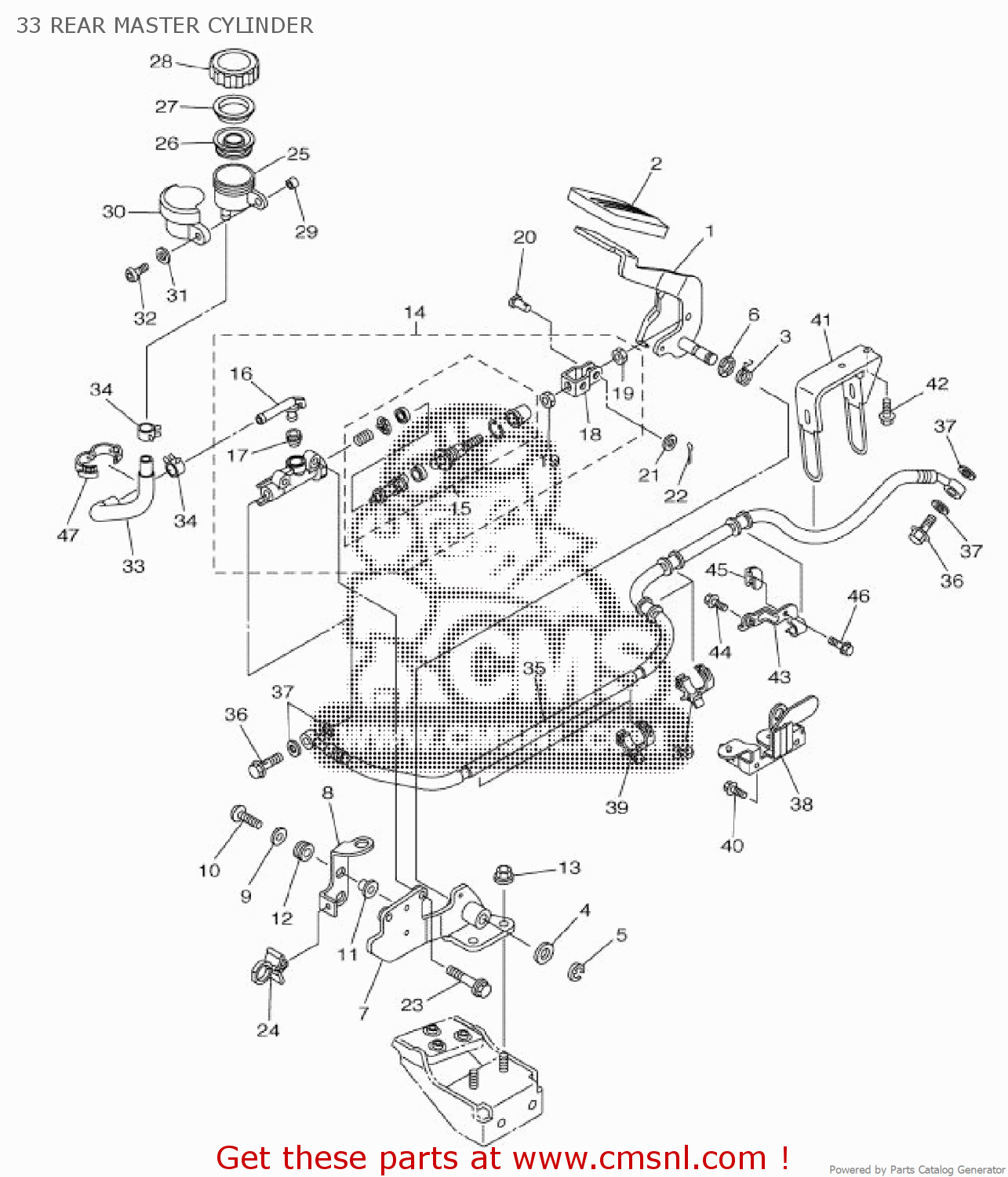 Yamaha XVS950A 2011 26P3 EUROPE 1K26P-300E1 33 REAR MASTER CYLINDER ...