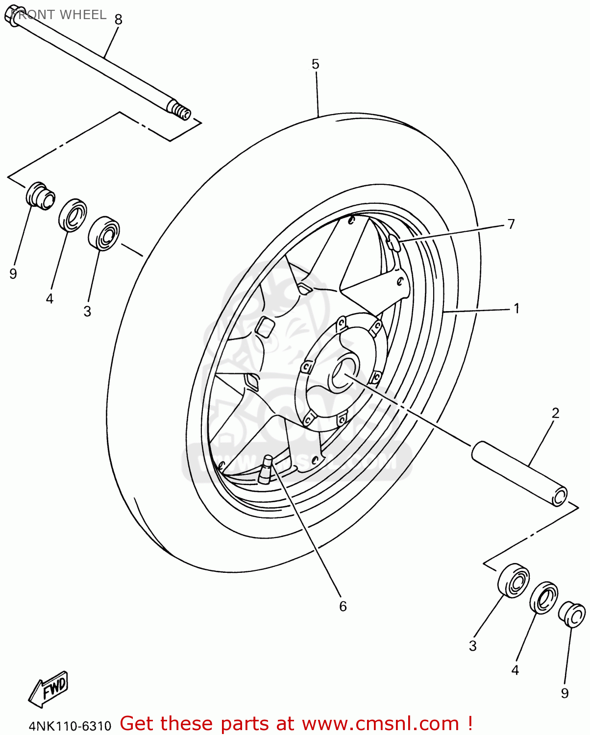 Yamaha XVZ1300A ROYAL STAR BOULEVARD 2001 (1) USA FRONT WHEEL buy