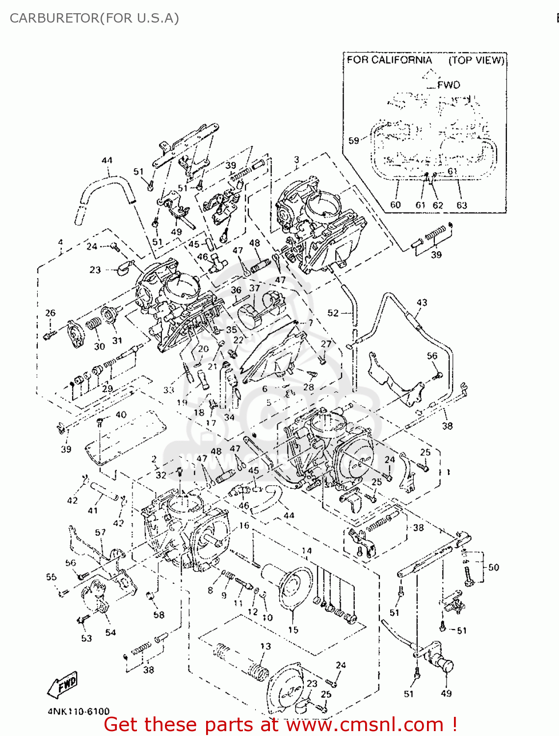 Yamaha XVZ13AHC 1996 4NK2 NORTH AMERICA 264NK100E1 CARBURETOR(FOR U.S