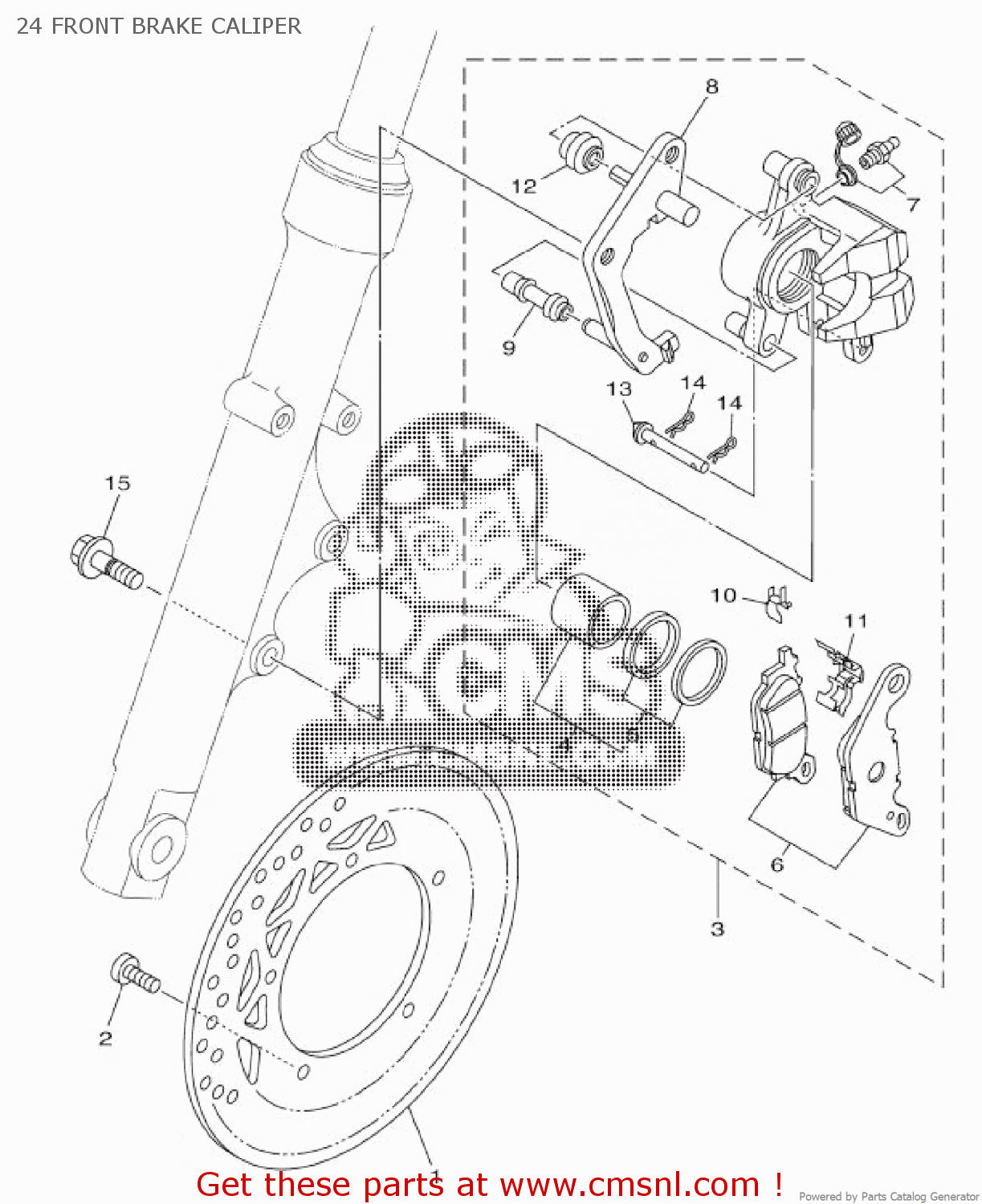 Yamaha YBR125ED 2010 51D1 EUROPE 1J51D300E1 24 FRONT BRAKE CALIPER