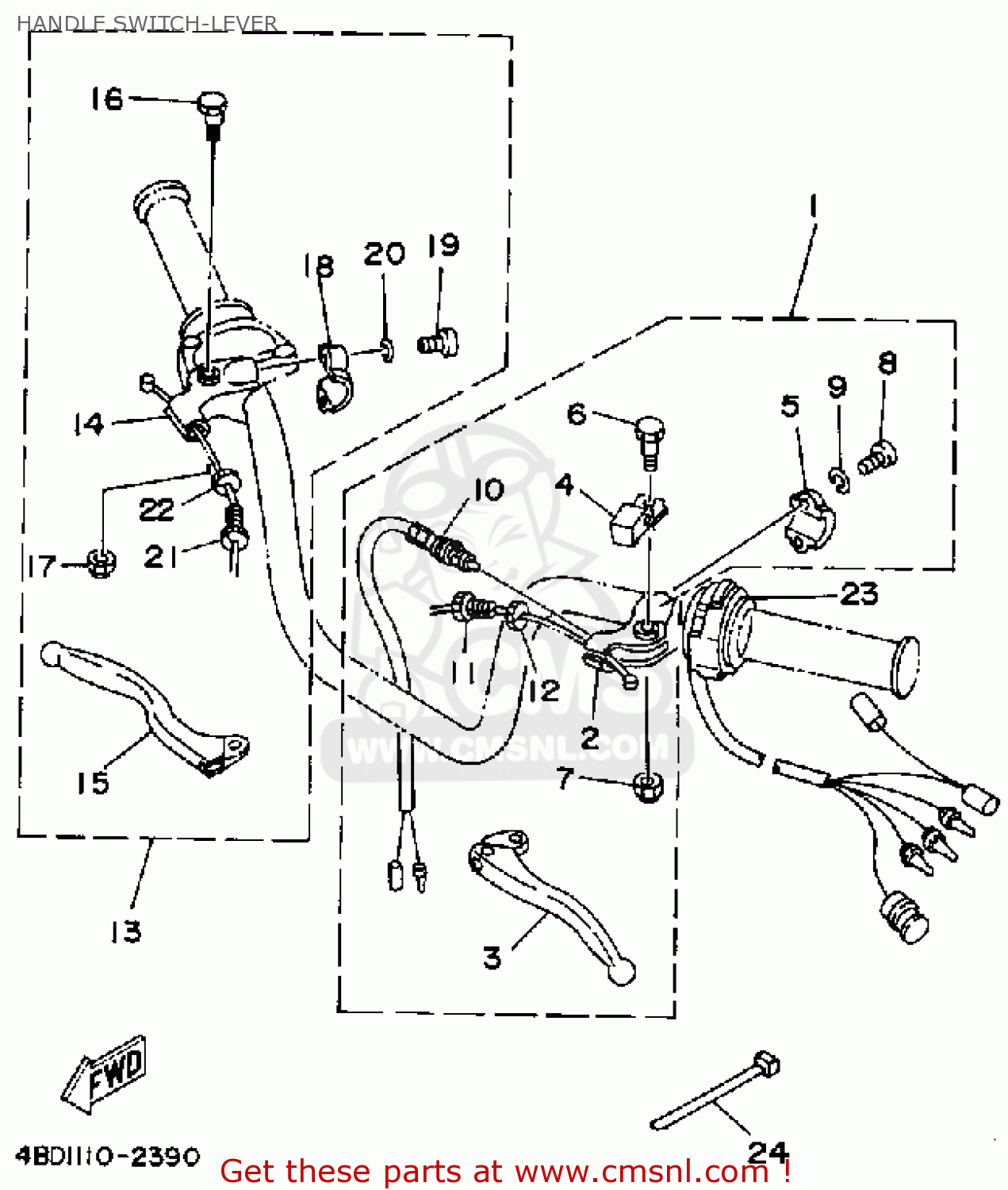 Yamaha YFB250D TIMBERWOLF 1992 HANDLE SWITCH-LEVER - buy original ...