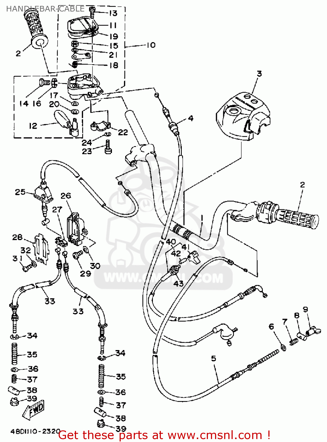 Yamaha Yfb250d Timberwolf Maine And New Hampshire 1992 Handlebar-cable 