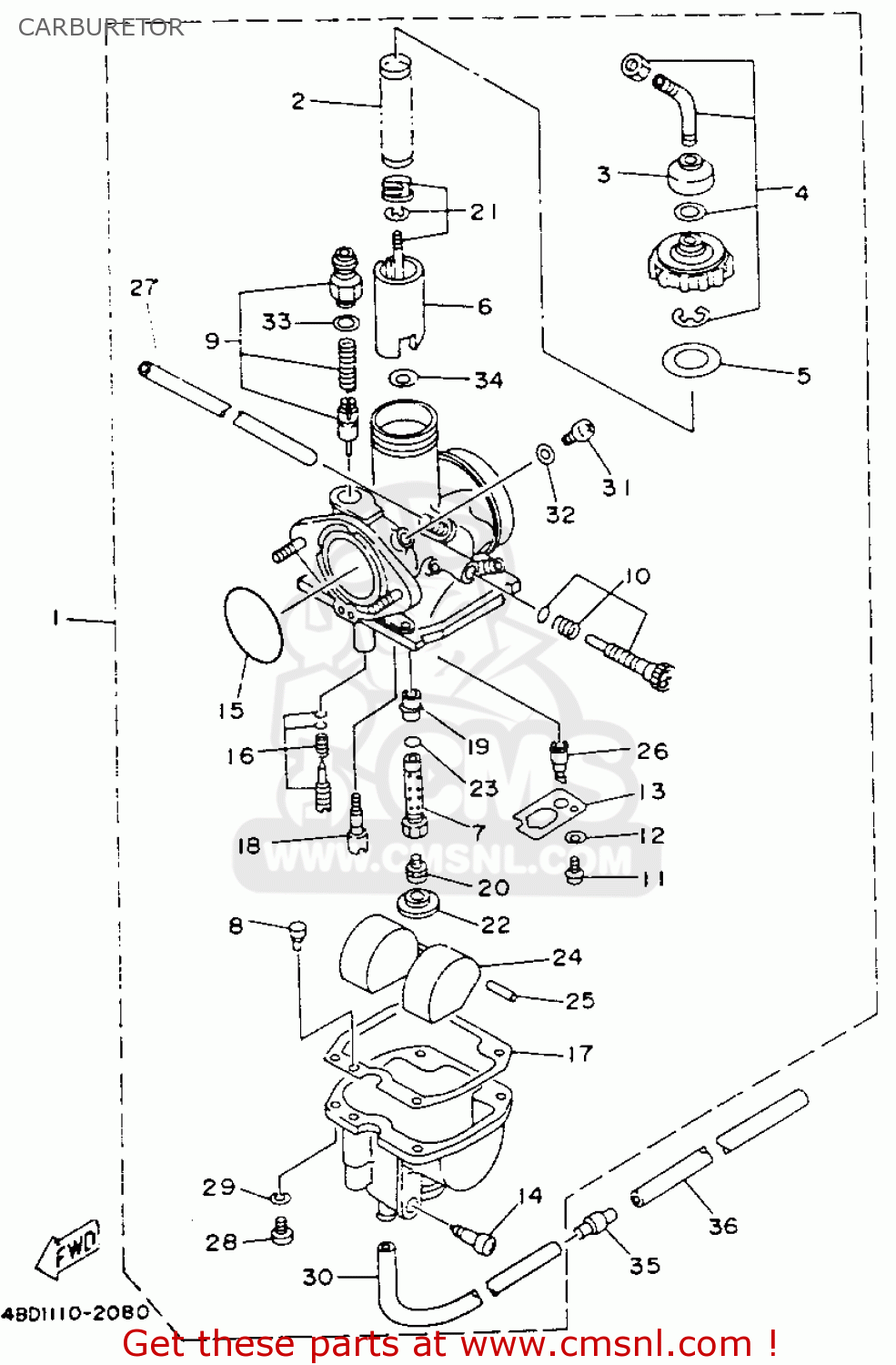 Yamaha YFB250E TIMBERWOLF 1993 CARBURETOR - buy original ... yamaha outboard harness wiring diagram 