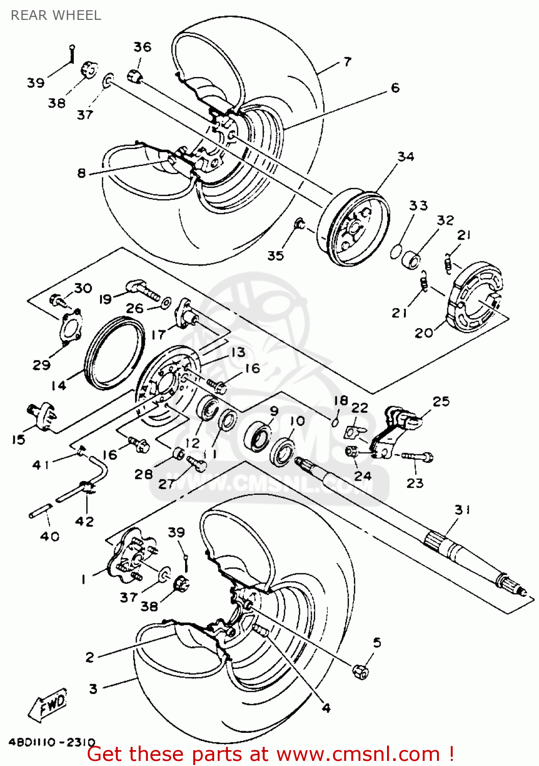 Yamaha YFB250E TIMBERWOLF 1993 REAR WHEEL buy original REAR WHEEL