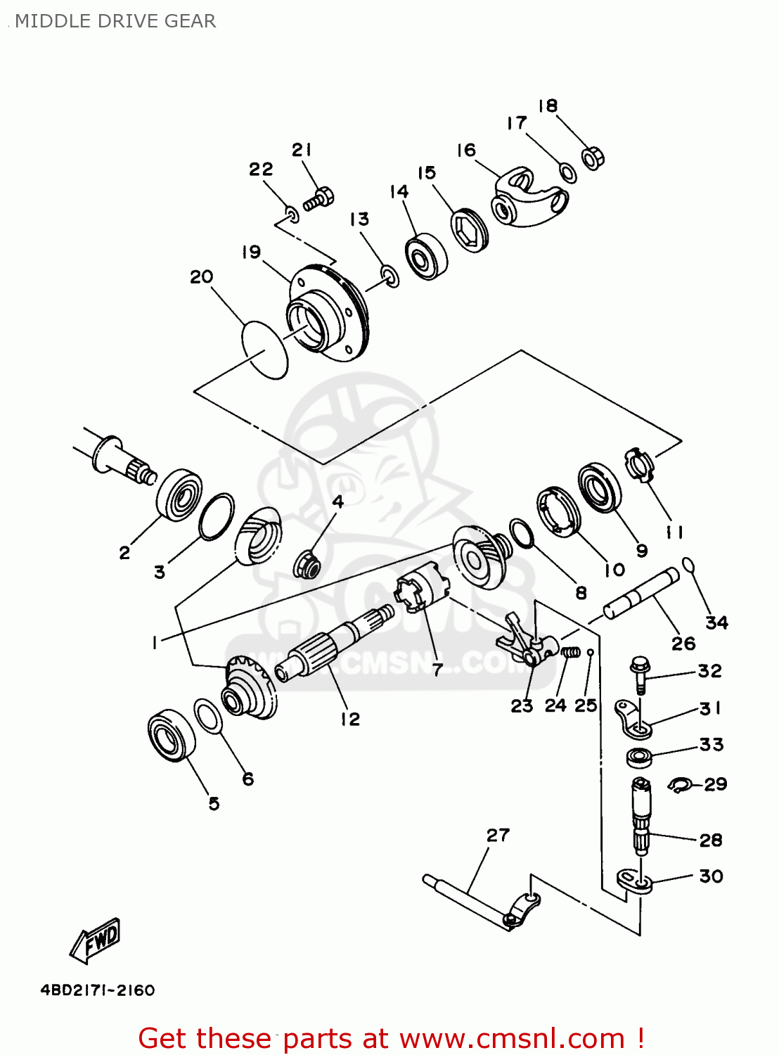 Yamaha YFB250UJ 1997 MIDDLE DRIVE GEAR - buy original MIDDLE DRIVE GEAR ...
