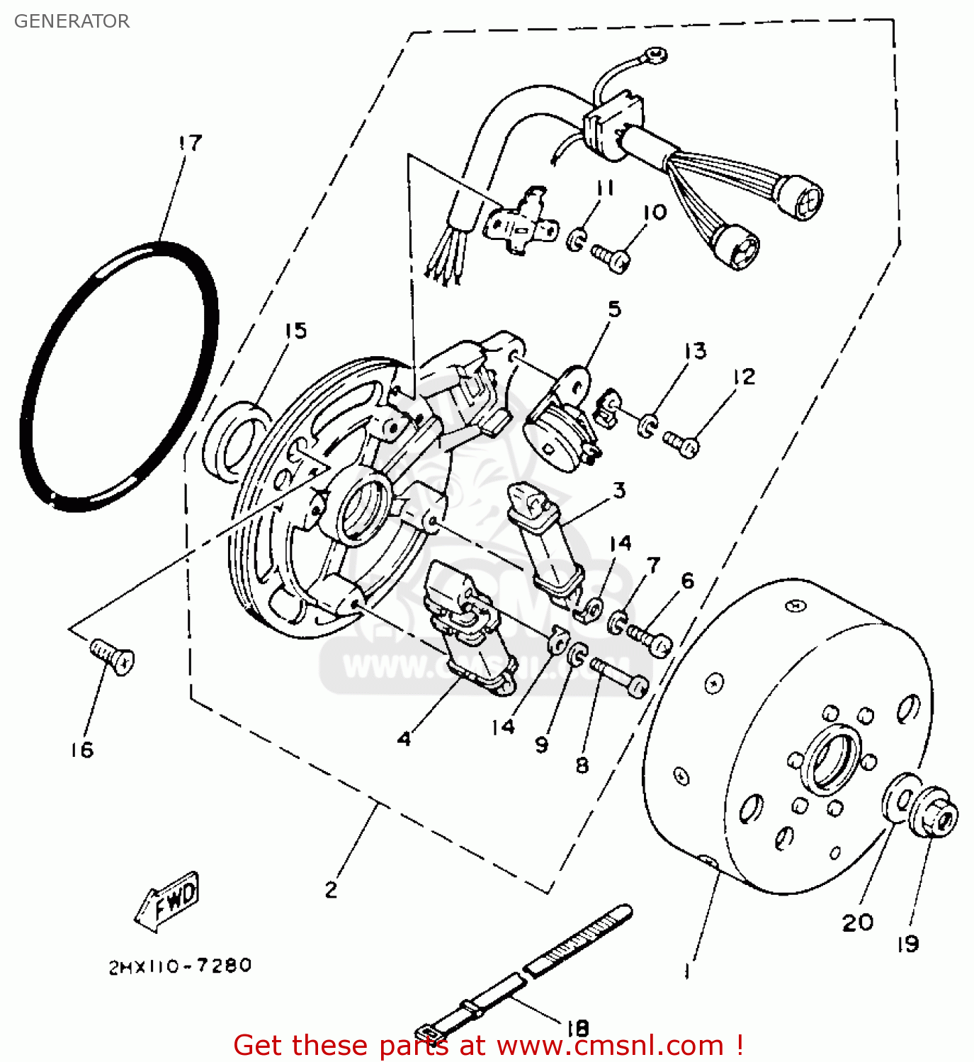 Yamaha YFM100U 1988 CHAMP GENERATOR - buy original GENERATOR spares online