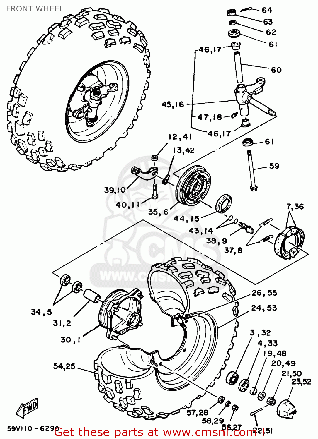 1986 Yamaha Moto-4 YFM225 YFM 225 Atv Nocca SX Ant Freno Mandrino Hub - Foto 11