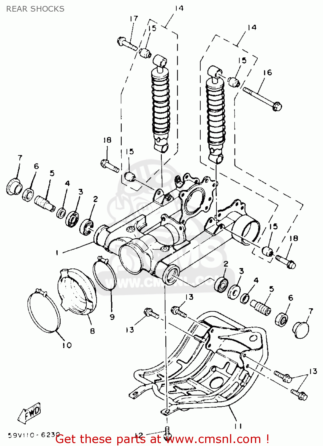 Yamaha YFM225S 1986 REAR SHOCKS - buy original REAR SHOCKS spares online