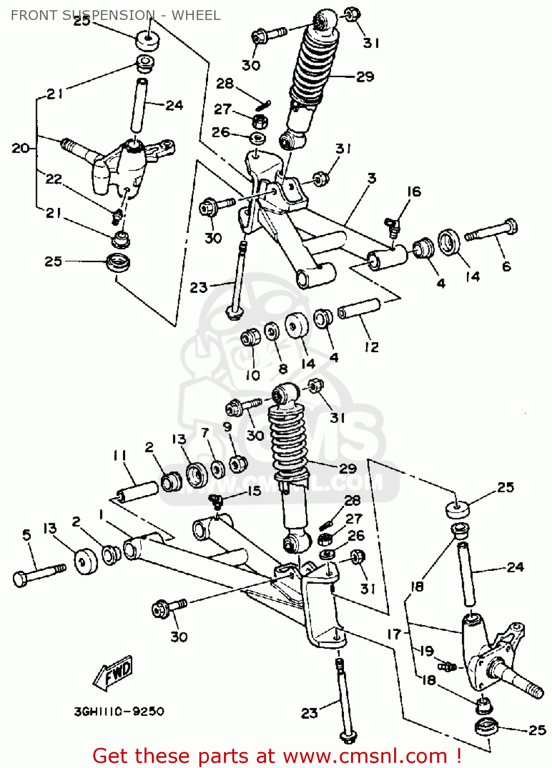 Yamaha YFM350ERW MOTO-4 1989 FRONT SUSPENSION - WHEEL - buy original ...