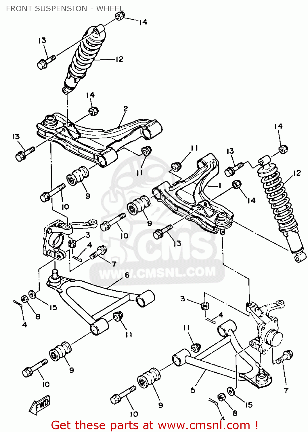 Yamaha YFM350FWB 1991 3HN6 BIG BEAR FRONT SUSPENSION WHEEL buy original FRONT SUSPENSION