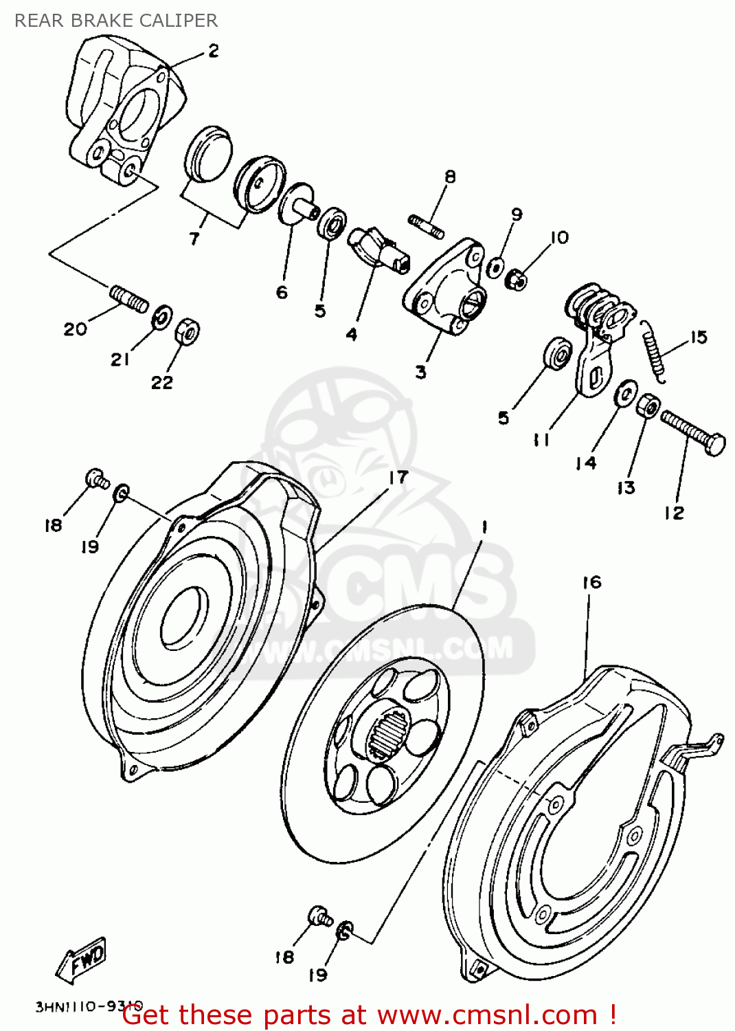 Yamaha YFM350FWB 1991 3HN6 BIG BEAR REAR BRAKE CALIPER - buy original ...