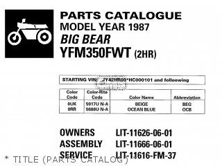 Yamaha YFM350FWT 1987 2HR BIG BEAR parts lists and schematics