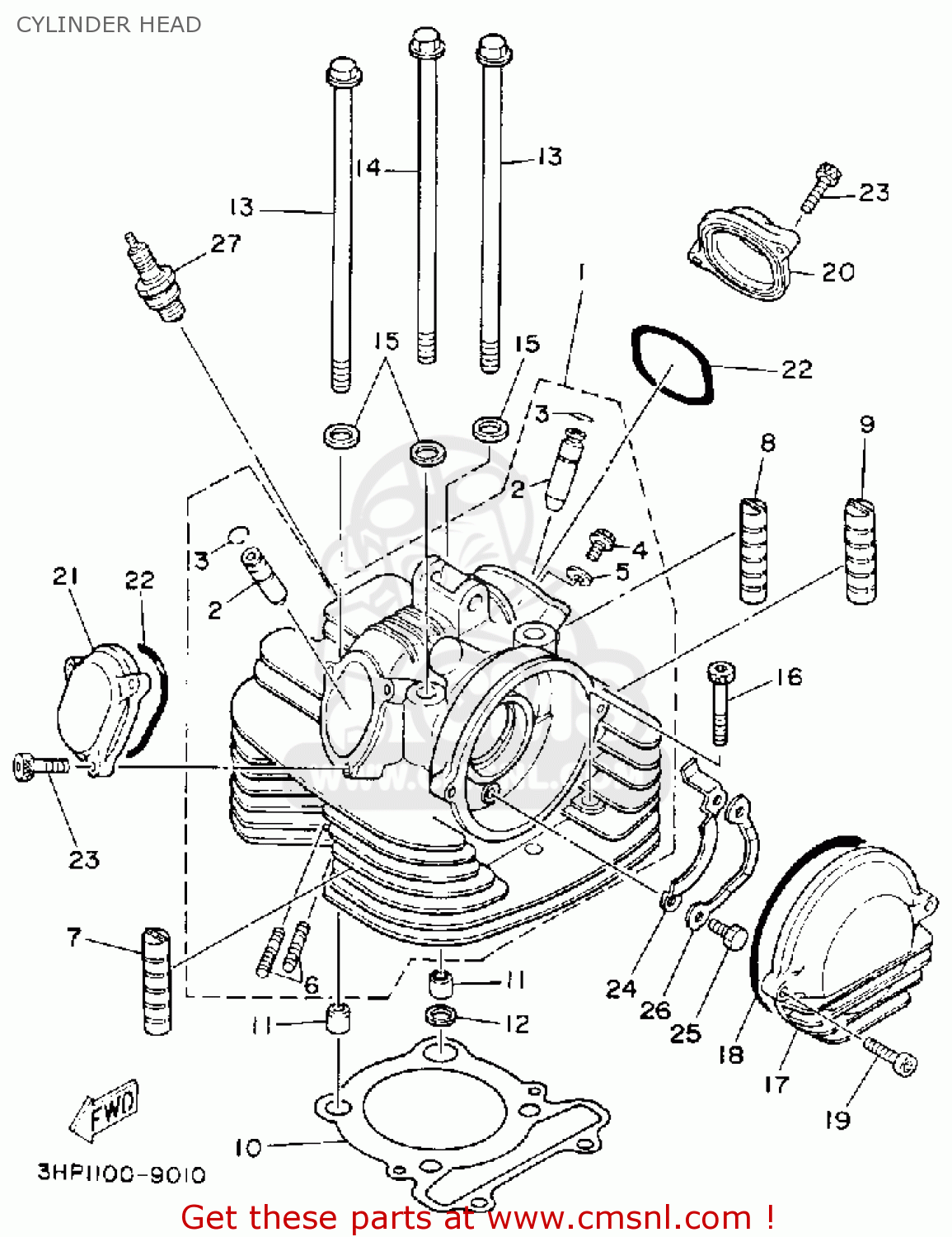 Yamaha YFM350XD WARRIOR 1992 USA CYLINDER HEAD buy original CYLINDER