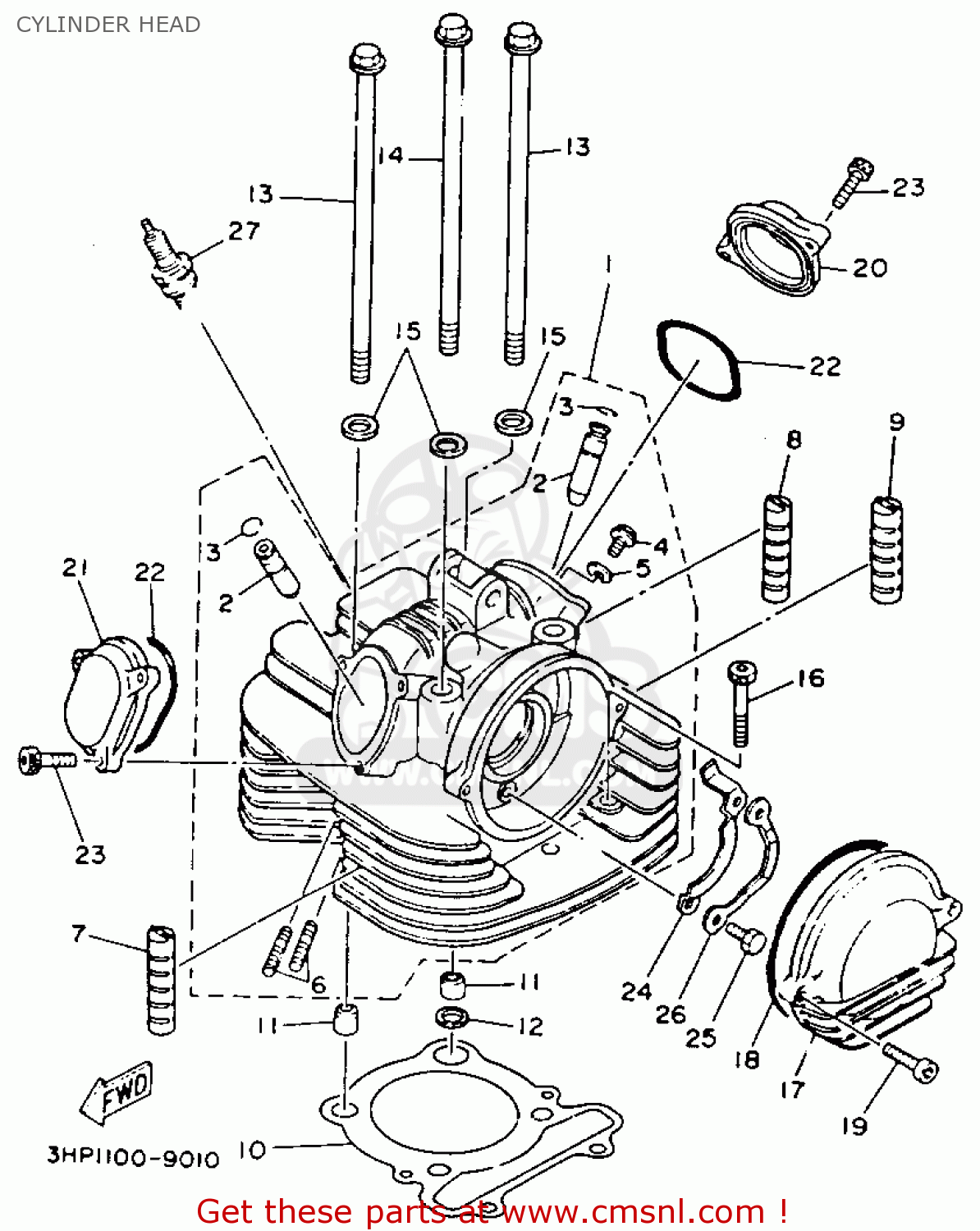 Yamaha YFM350XE WARRIOR 1993 USA CYLINDER HEAD buy original CYLINDER
