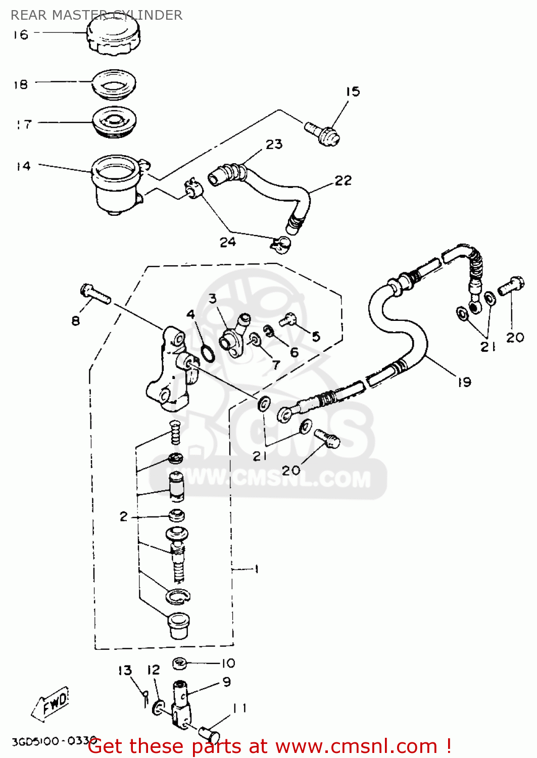 Yamaha YFM350XE WARRIOR 1993 USA REAR MASTER CYLINDER buy original