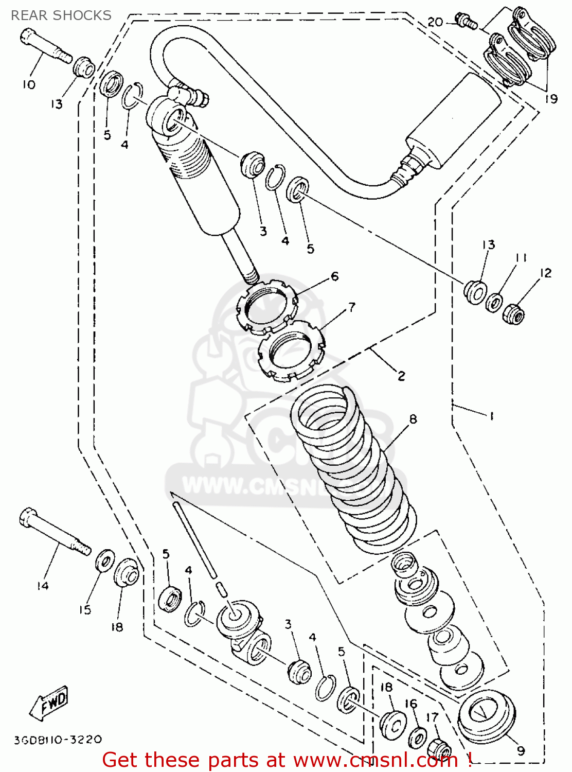 Yamaha YFM350XE WARRIOR 1993 USA REAR SHOCKS buy original REAR SHOCKS