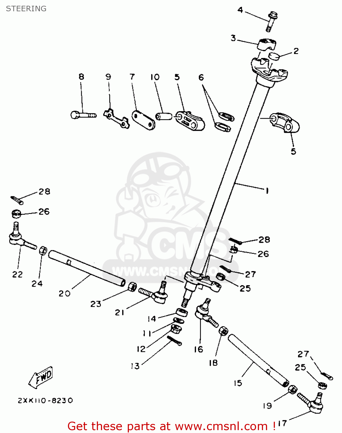 Yamaha YFM350XE WARRIOR 1993 USA STEERING buy original STEERING spares online