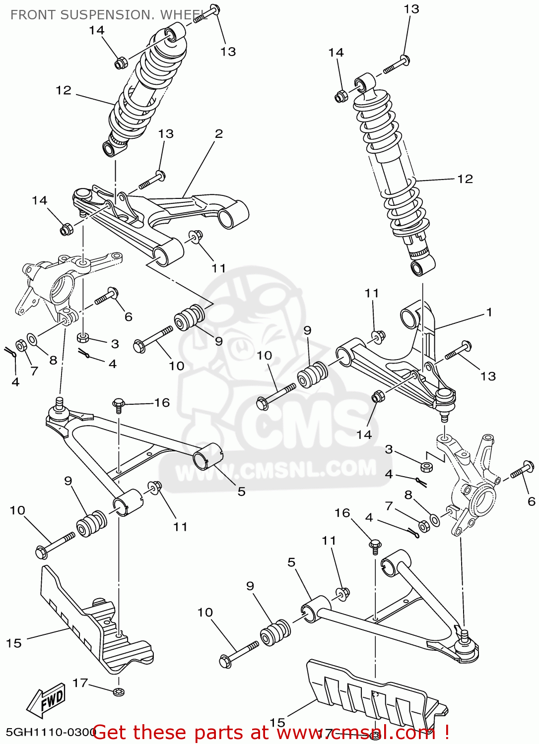 Yamaha YFM400FAHP 2002 USA EXCEPT CALIFORNIA FRONT SUSPENSION. WHEEL